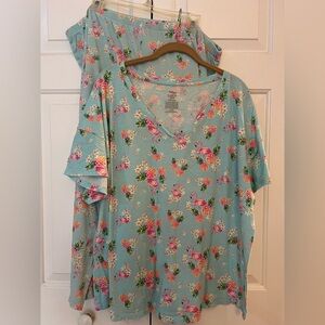 Secret Treasures Floral Flamingo & Pineapple Pajama Set Size 3X